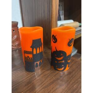 Set at two flameless battery operated Halloween candles